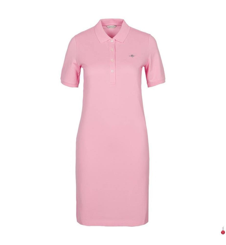 Piqué Shield Polokleid - Geranienrosa