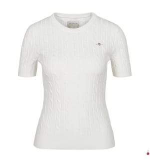 T-shirt con scollo a C in cotone elasticizzato - guscio d'uovo