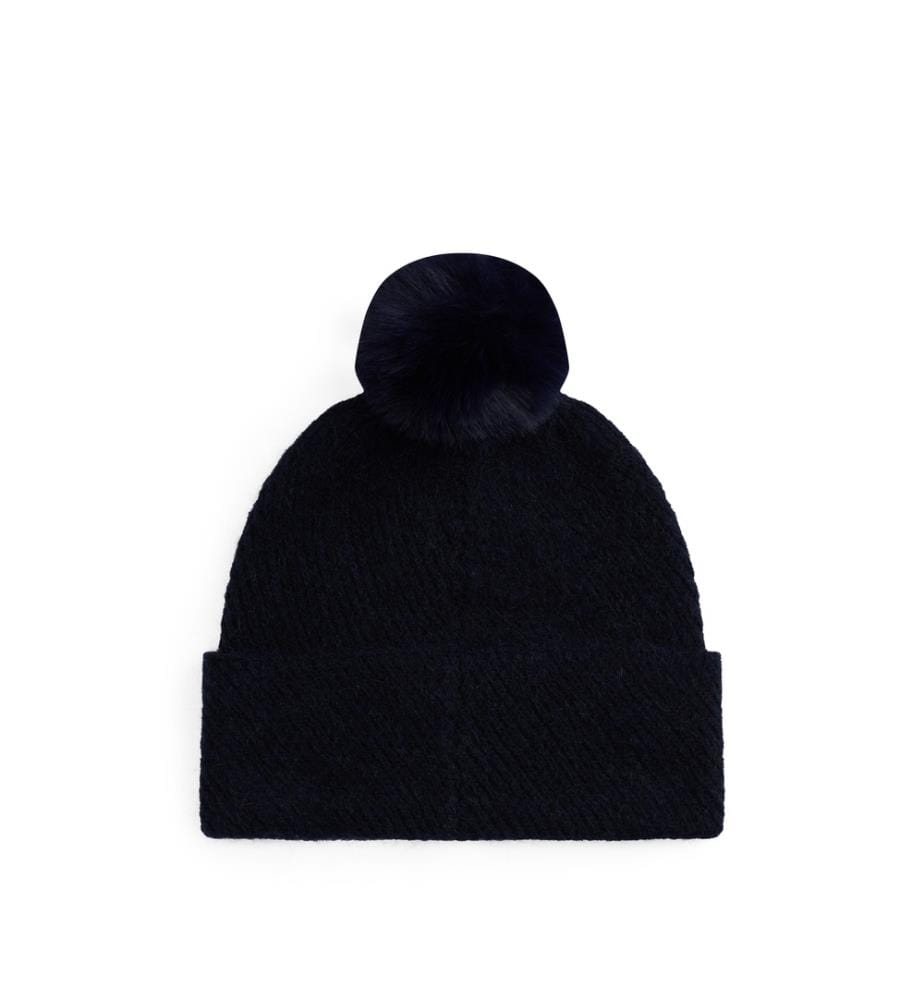 Cappello chic con nappe e lana - Navy