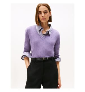Pullover aus weicher Wolle mit V-Ausschnitt - Violett