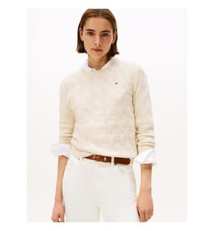 Pullover aus weicher Wolle mit gedrehten Maschen - Heather Oatmilk