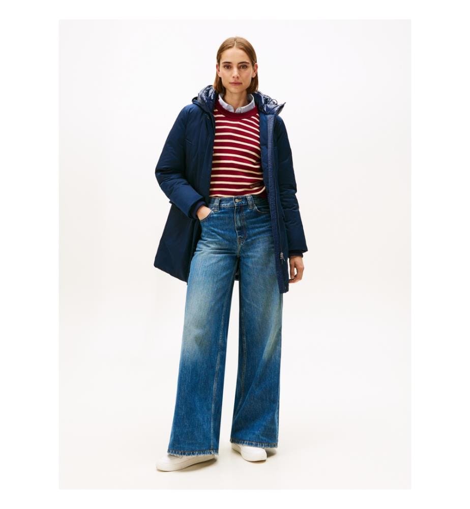 Gesteppter Parka mit kontrastierender Kapuze - Dark Blue