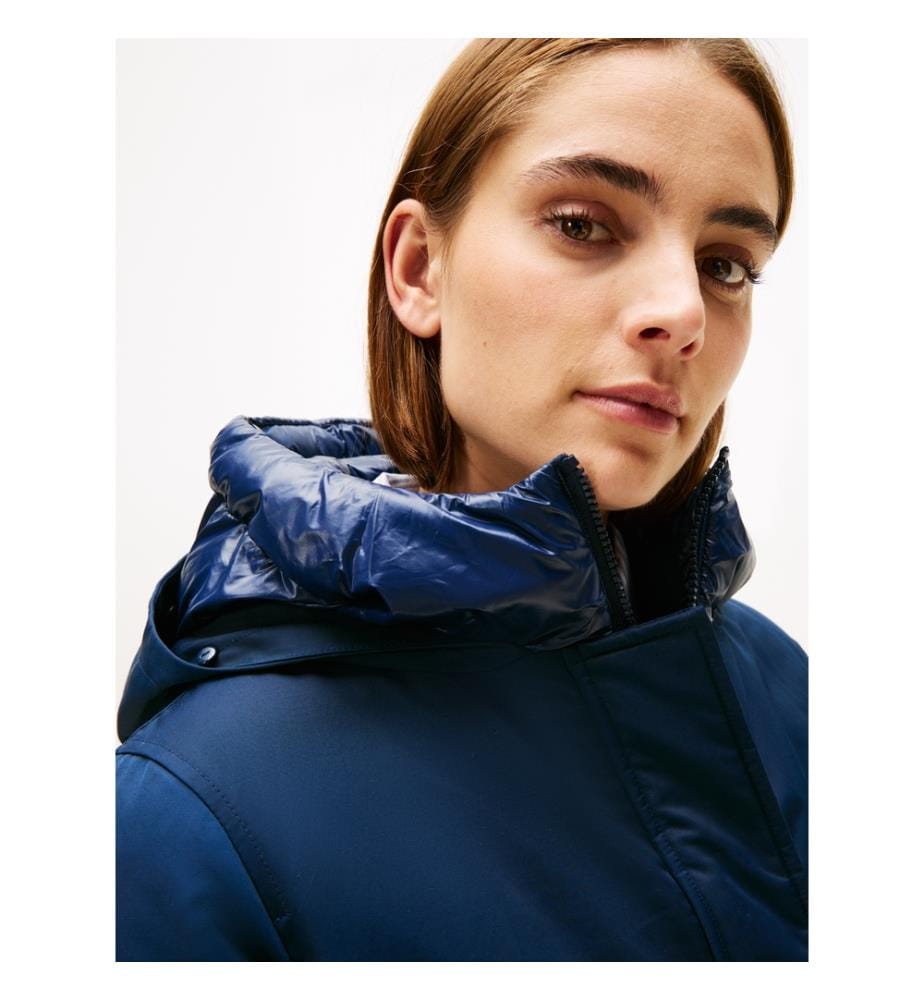 Gesteppter Parka mit kontrastierender Kapuze - Dark Blue