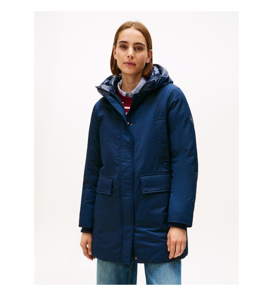 Gesteppter Parka mit kontrastierender Kapuze - Dark Blue