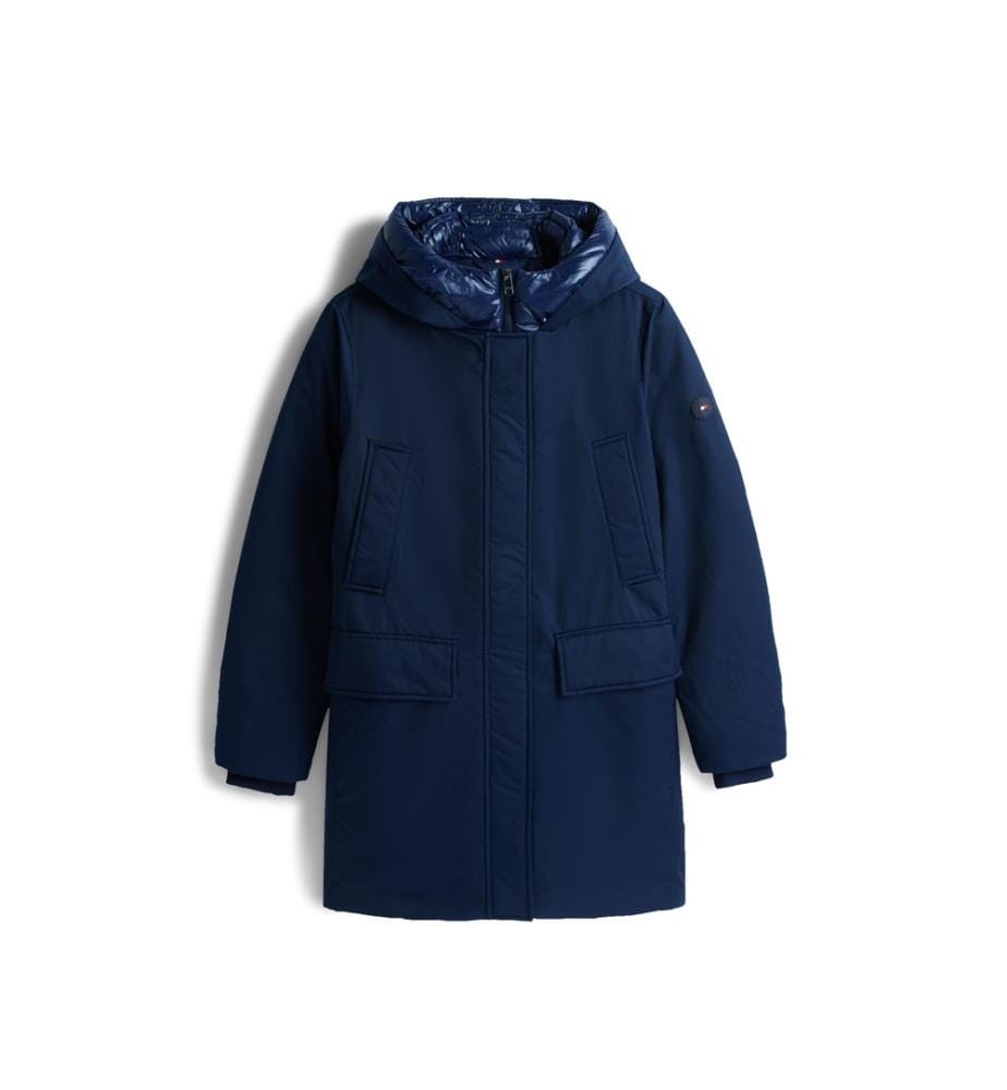 Gesteppter Parka mit kontrastierender Kapuze - Dark Blue