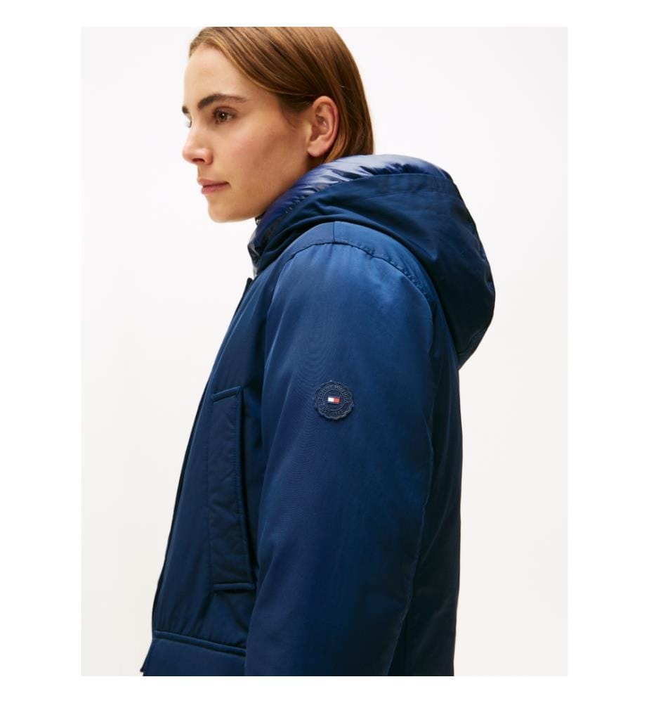 Gesteppter Parka mit kontrastierender Kapuze - Dark Blue