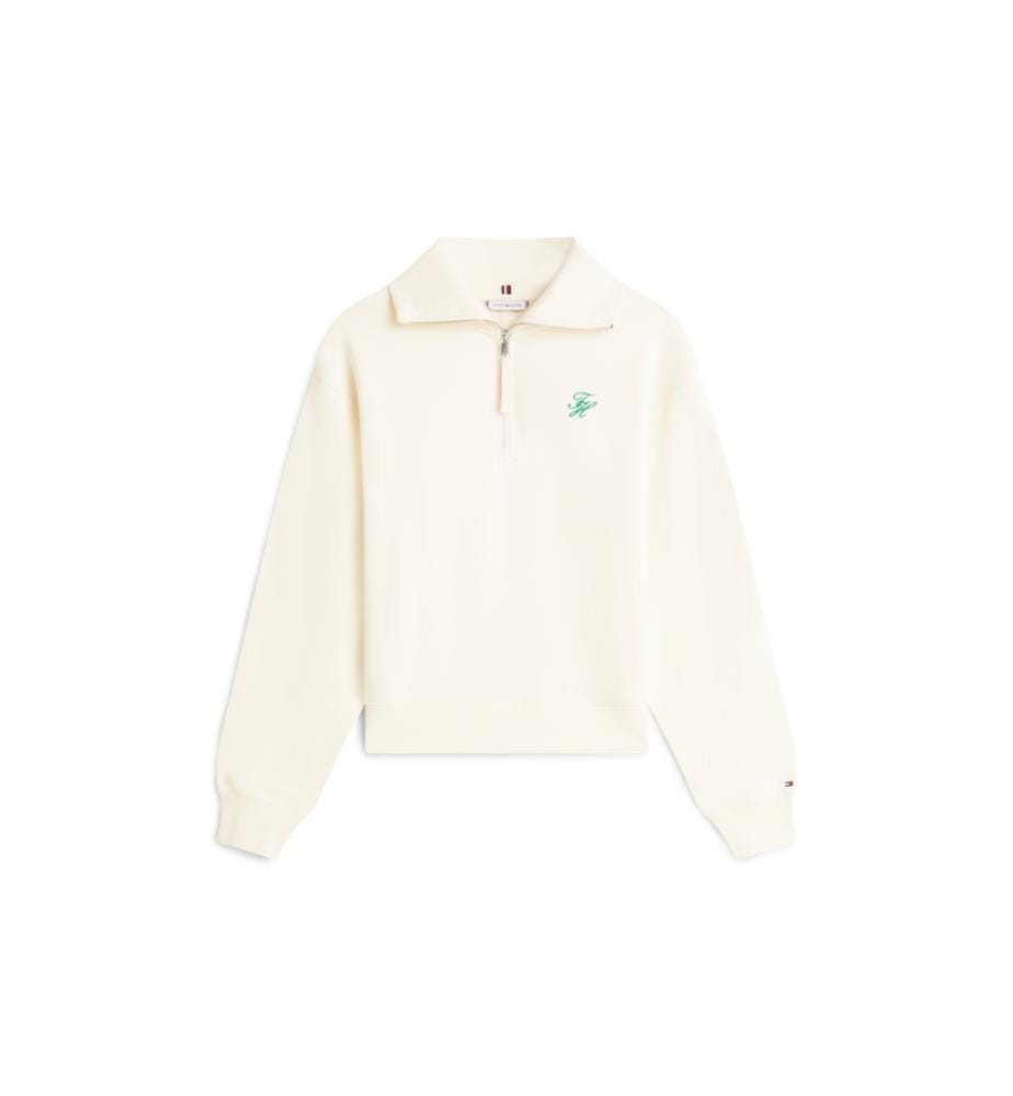 Pull En Éponge À Demi-Zip Brodé Du Logo - Crème