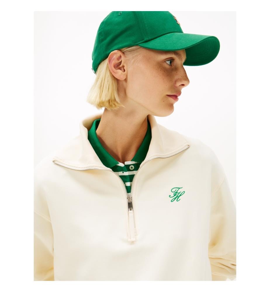 Pull En Éponge À Demi-Zip Brodé Du Logo - Crème