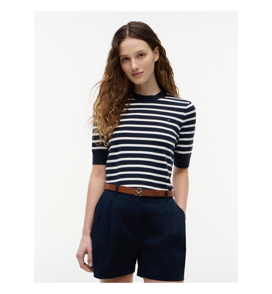 Maglione a maniche corte in jersey a maglia fine","detected_source_language":"EN