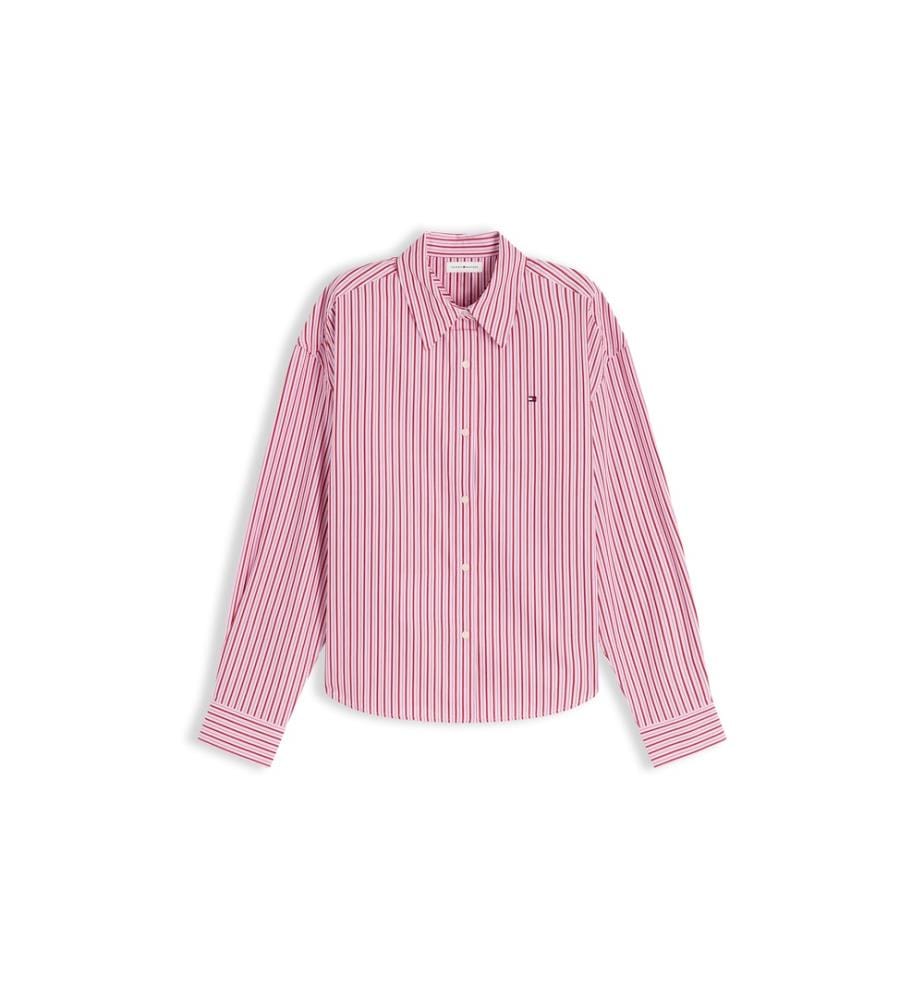 Loose-fitting poplin shirt - Multicolored pink stripes