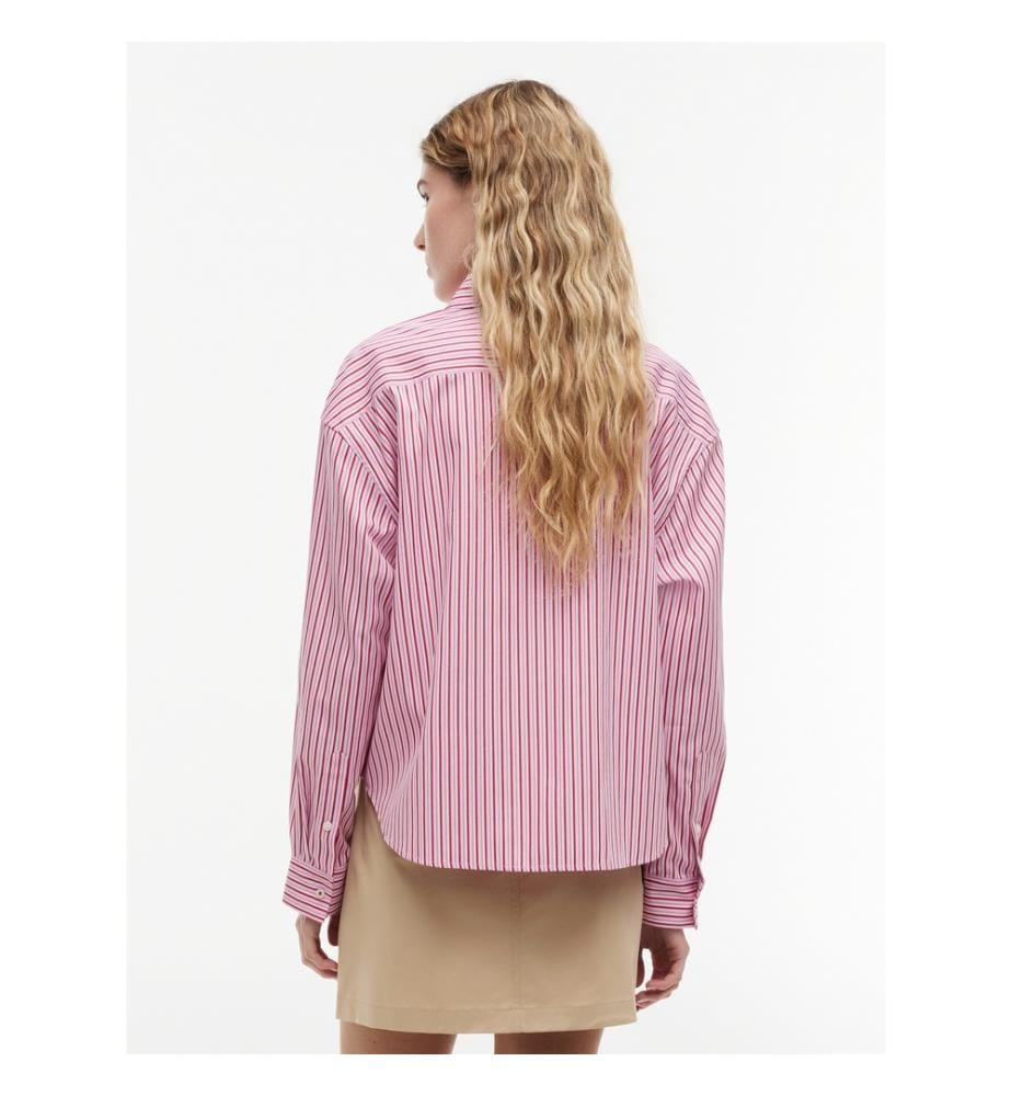 Loose-fitting poplin shirt - Multicolored pink stripes