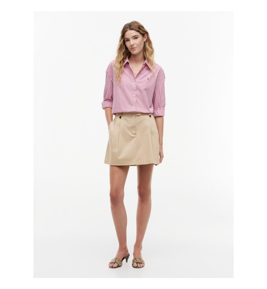 Loose-fitting poplin shirt - Multicolored pink stripes