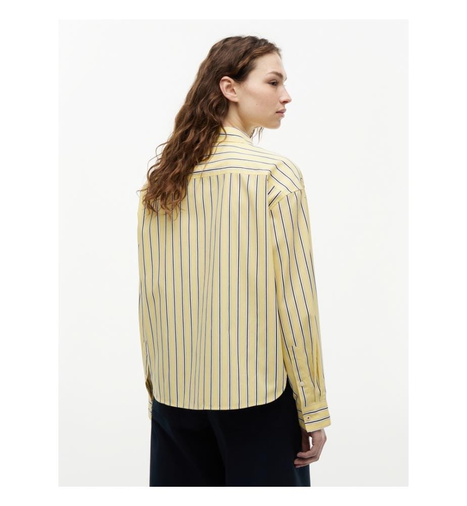 Boxy-Cut Poplin Shirt - Liquorice Stp Citronella