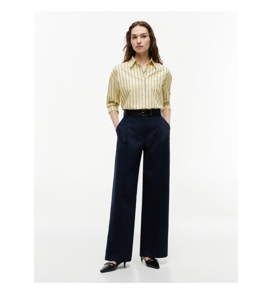 Boxy-Cut Poplin Shirt - Liquorice Stp Citronella