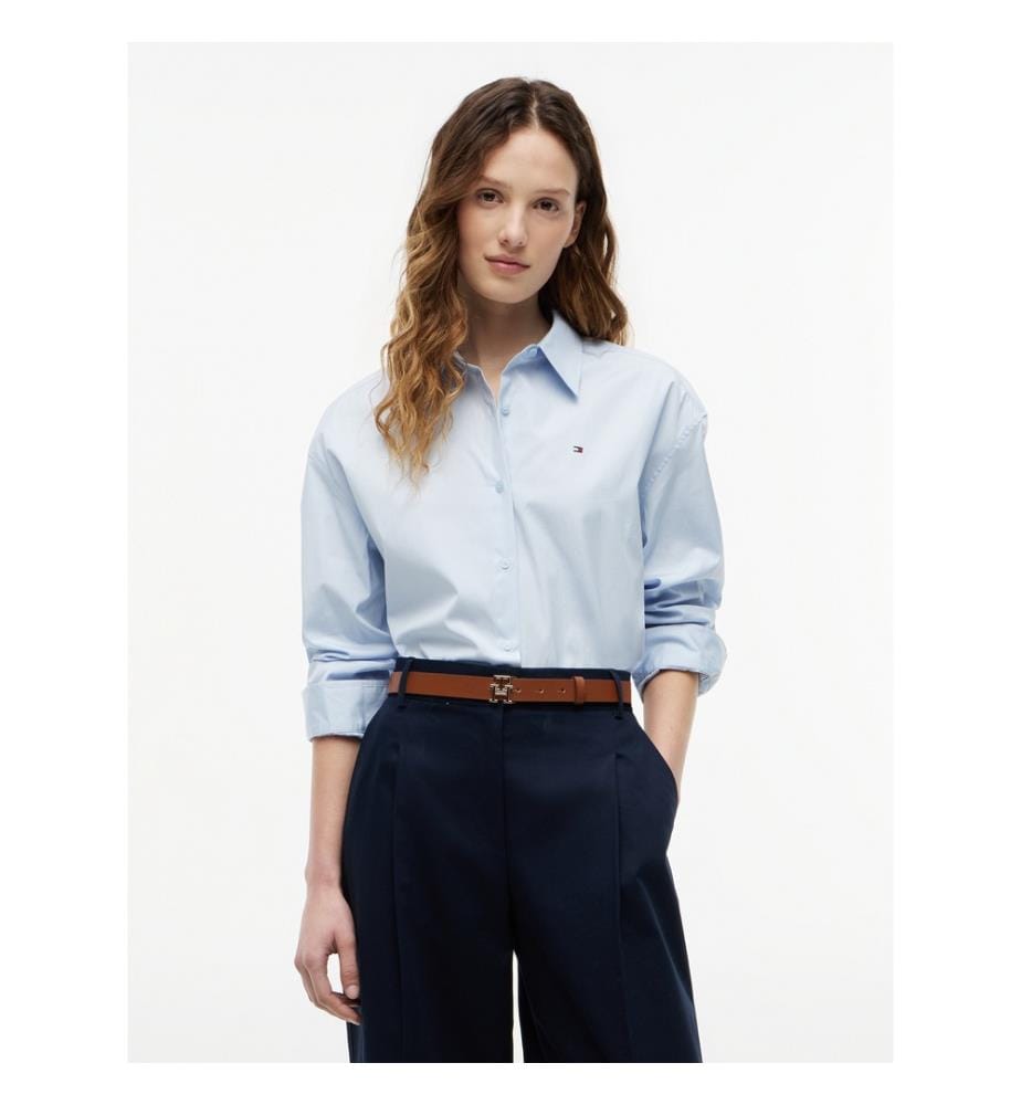 Camicia in popeline dal taglio squadrato - Azzurro","detected_source_language":"EN