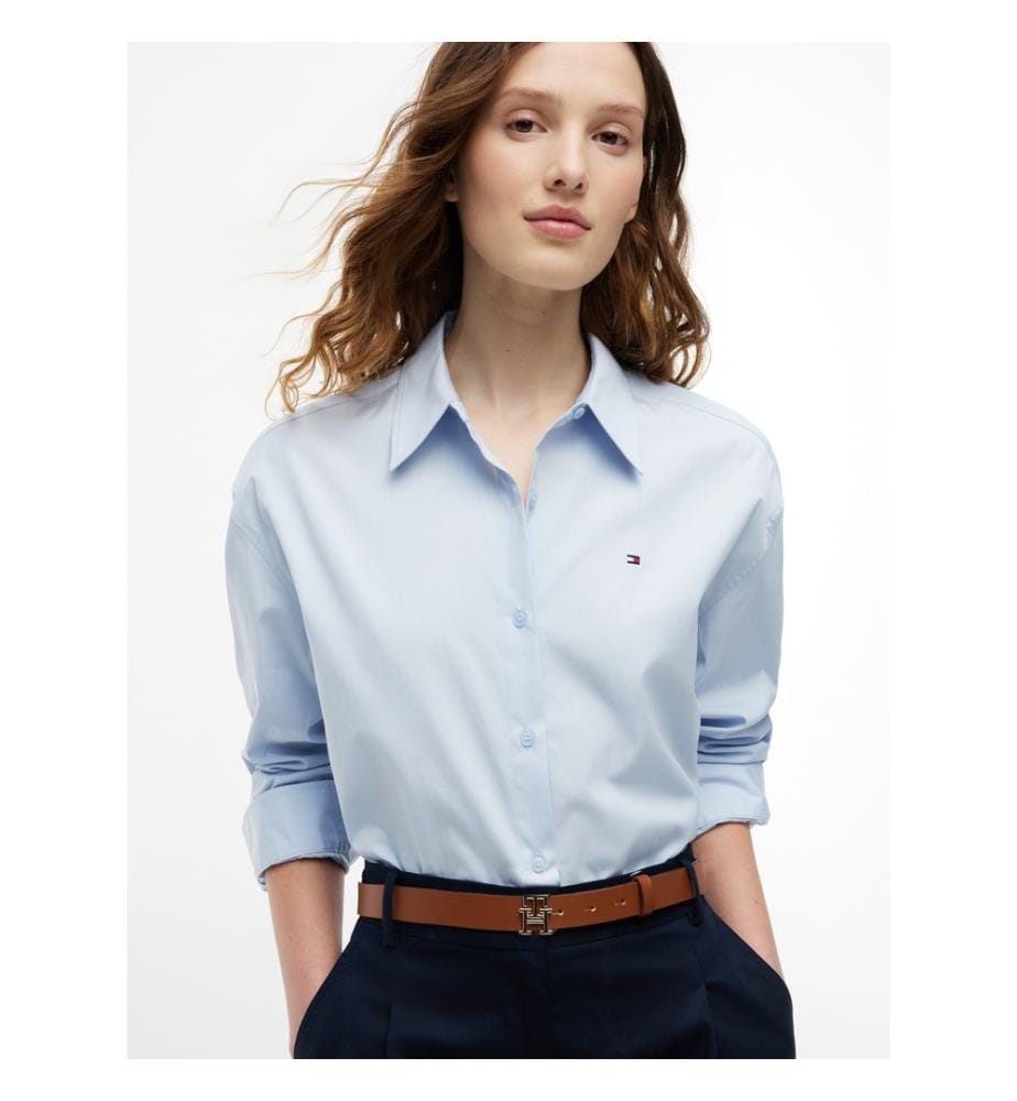 Camicia in popeline dal taglio squadrato - Azzurro","detected_source_language":"EN