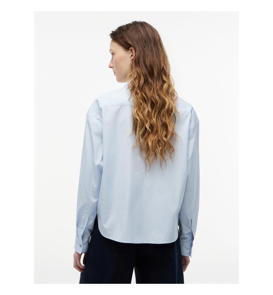 Camicia in popeline dal taglio squadrato - Azzurro","detected_source_language":"EN