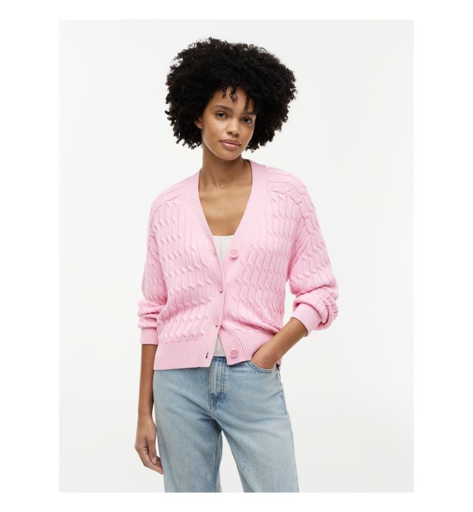 Cardigan oversize a maglia a trecce con scollo a V","detected_source_language":"EN