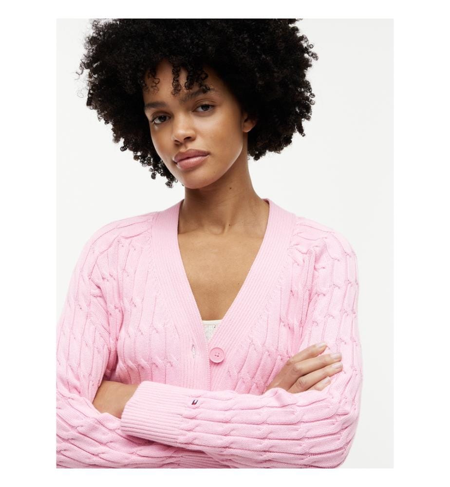 Cardigan oversize a maglia a trecce con scollo a V","detected_source_language":"EN