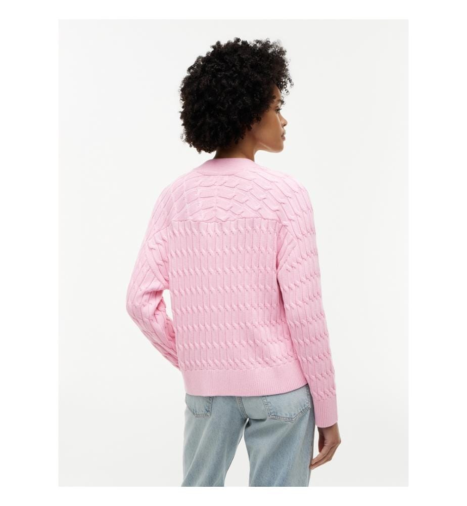 Cardigan oversize a maglia a trecce con scollo a V","detected_source_language":"EN