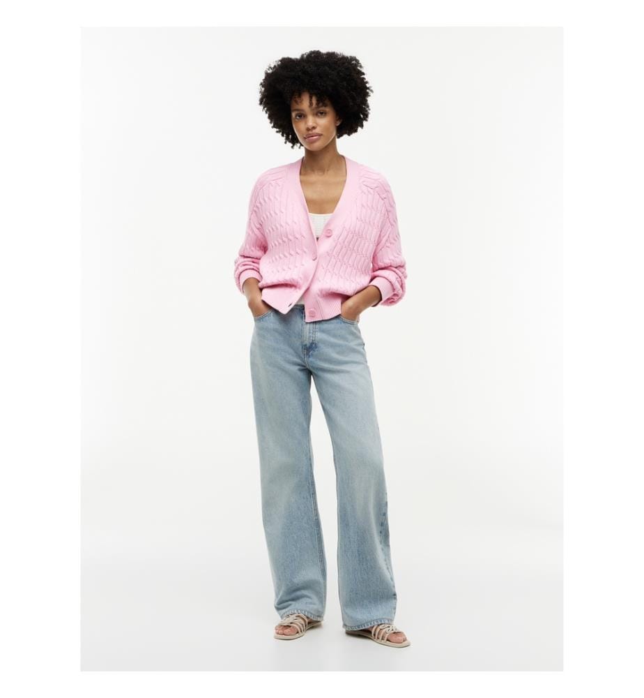Cardigan oversize a maglia a trecce con scollo a V","detected_source_language":"EN
