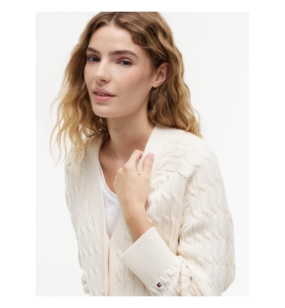 Cardigan oversize a maglia a trecce con scollo a V","detected_source_language":"EN