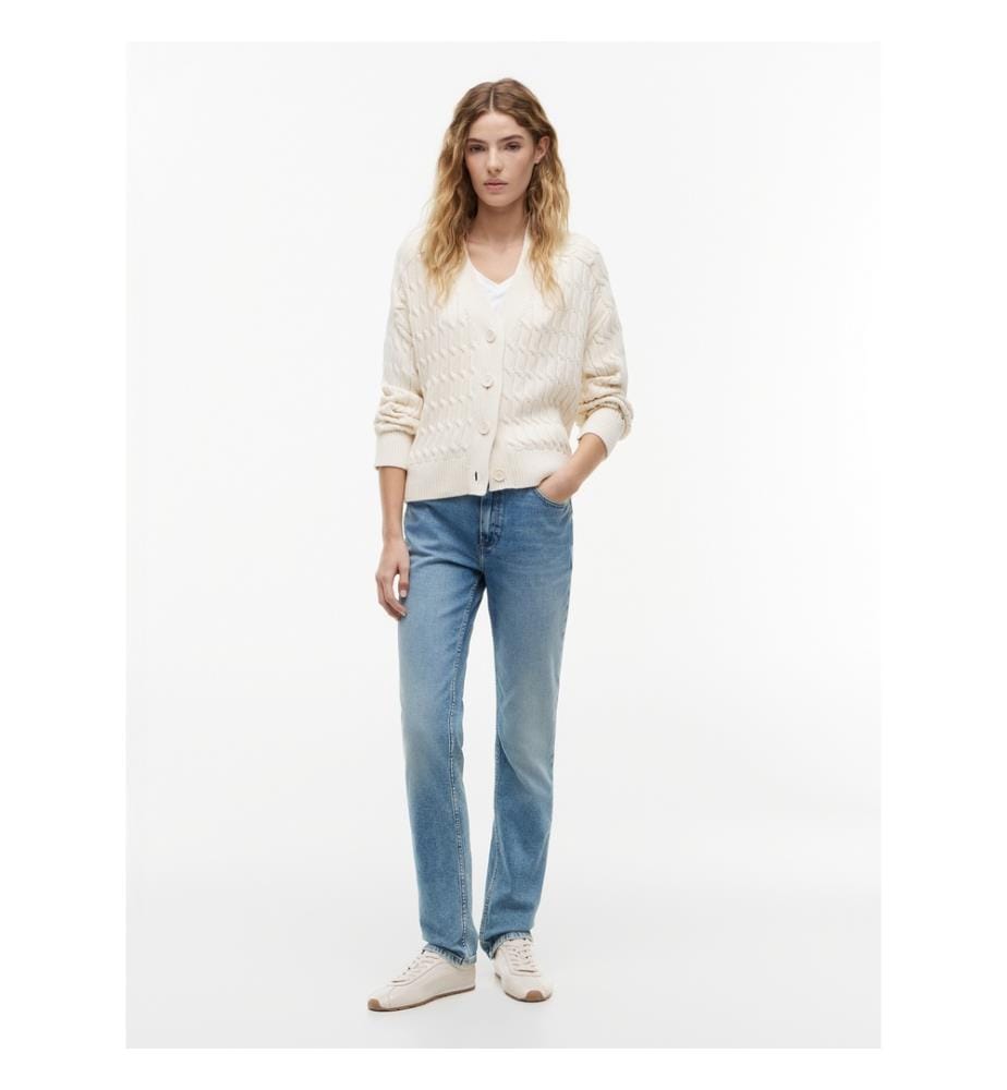 Cardigan oversize a maglia a trecce con scollo a V","detected_source_language":"EN
