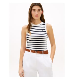 Slim Fit Tank Top - Marine/Weiss