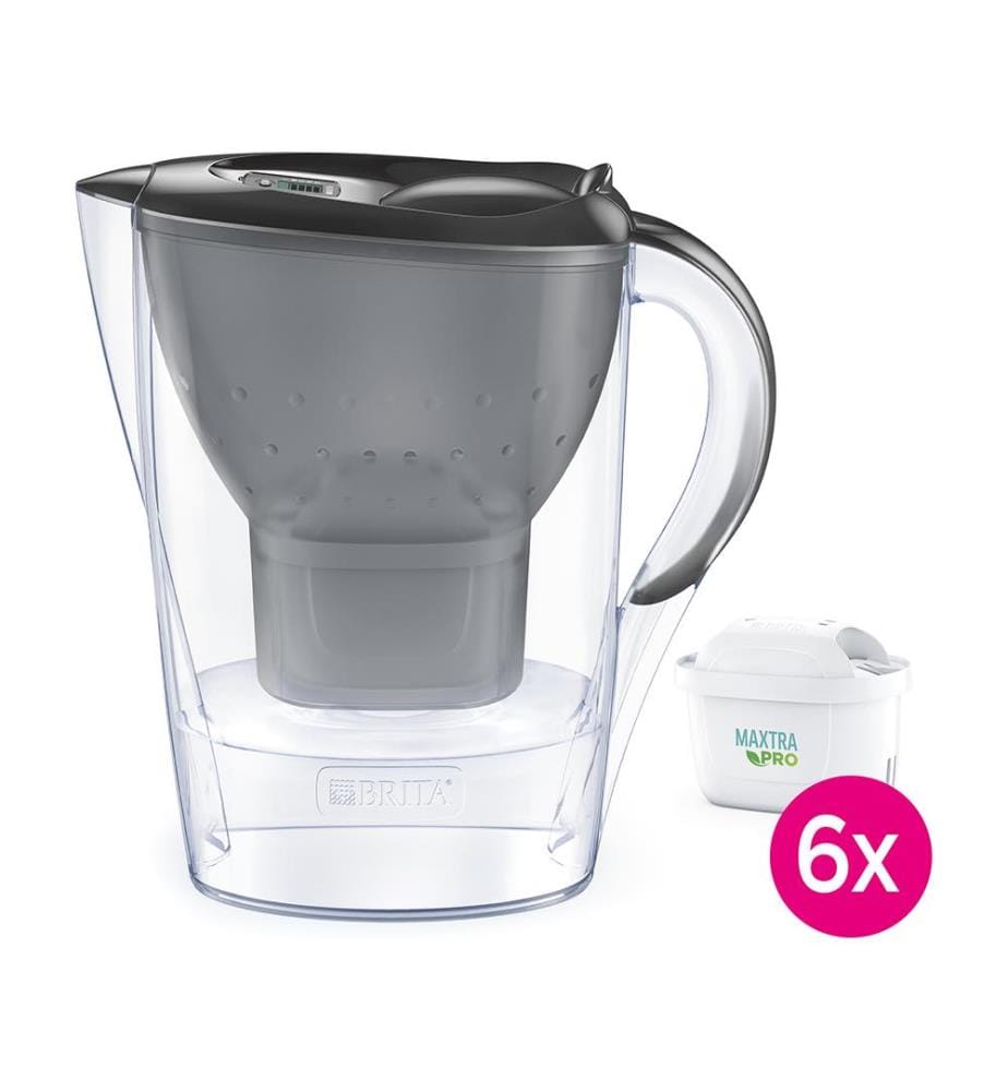 Filterkaraffe Marella 2.4 L + 6 x Maxtra Pro All-in-1 Kartusche - Grau