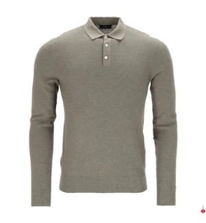 Long-sleeved polo shirt in textured knit – Cargo green