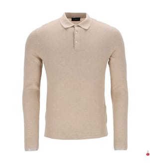 Long-sleeved polo shirt in textured knit – Malt beige