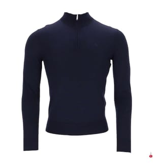 Pullover aus Merinowolle mit halbem Reissverschluss – Marineblau
