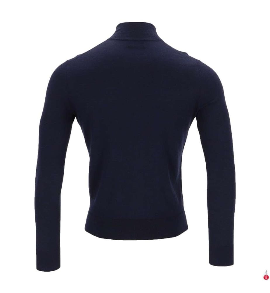 Pullover aus Merinowolle mit halbem Reissverschluss – Marineblau