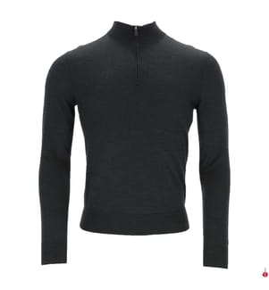 Pullover aus Merinowolle mit halbem Reissverschluss – Jägergrün