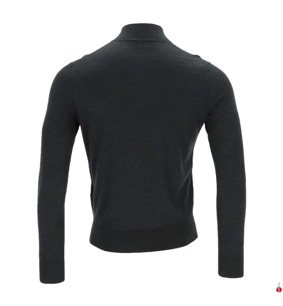 Pull demi-zippé en mérinos - Vert chasseur