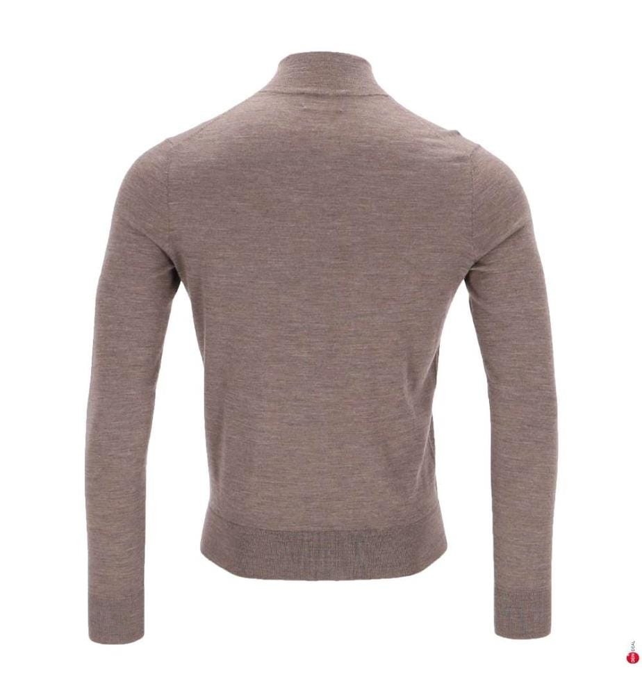 Pull demi-zippé en mérinos - Beige malt