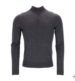 Pullover aus Merinowolle mit halbem Reissverschluss – Granitgrau
