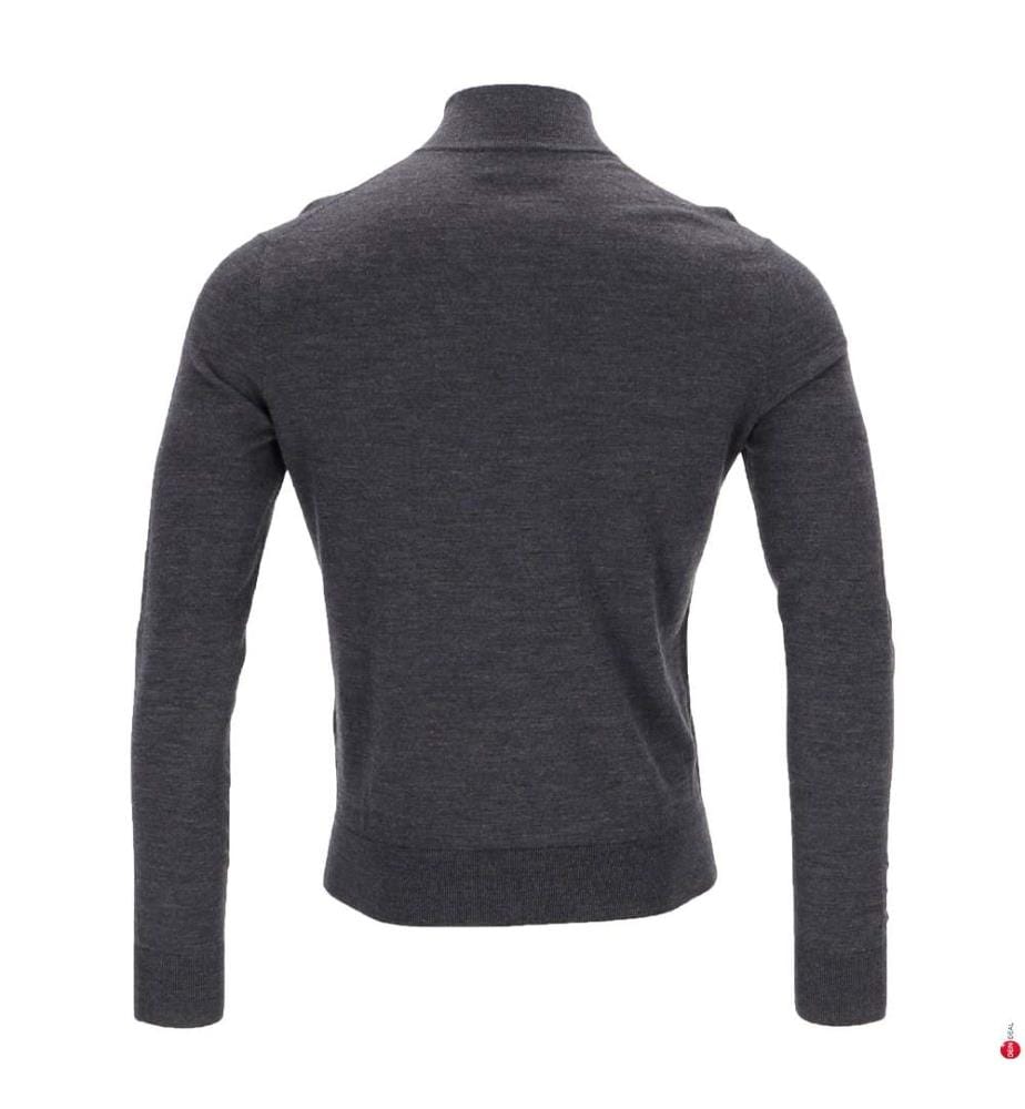 Pull demi-zippé en mérinos - Gris granite
