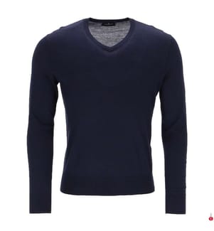 Pullover mit V-Ausschnitt aus Merinowolle – Marineblau