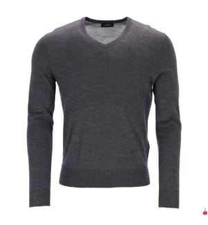 Pullover mit V-Ausschnitt aus Merinowolle – Granitgrau