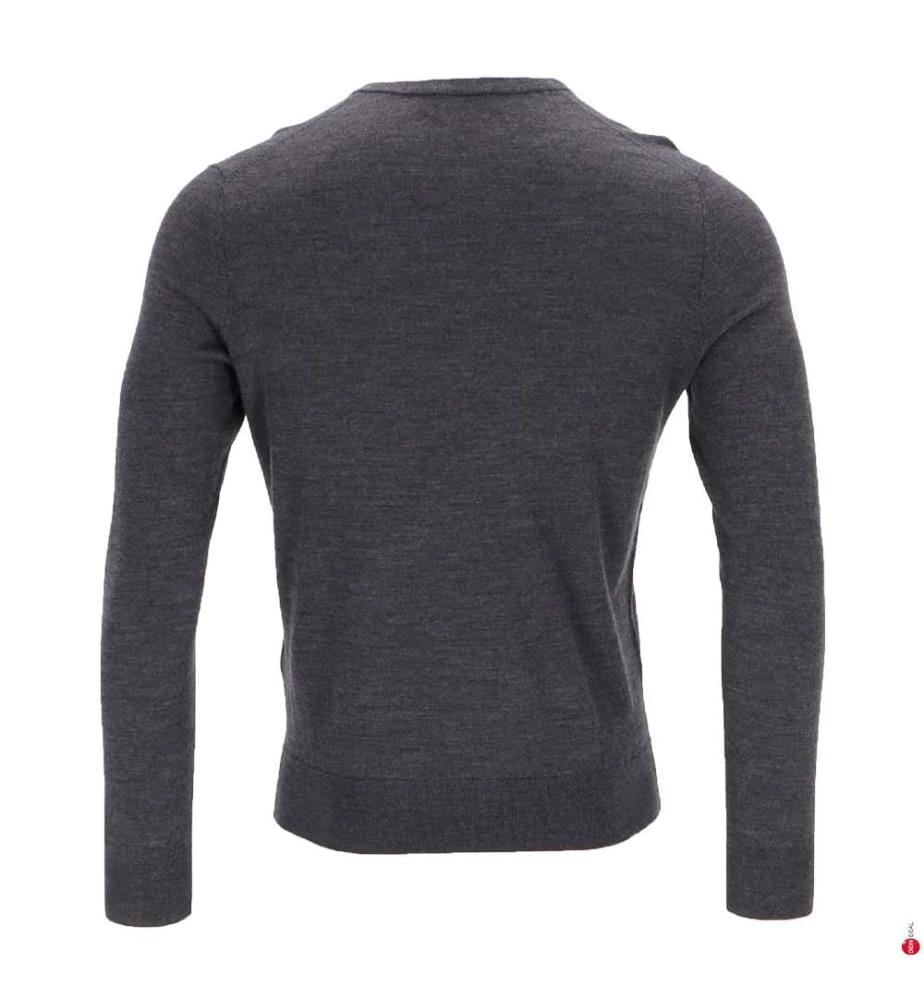 Pullover mit V-Ausschnitt aus Merinowolle – Granitgrau