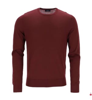 Pullover mit Rundhalsausschnitt aus Merinowolle – Bordeauxrot