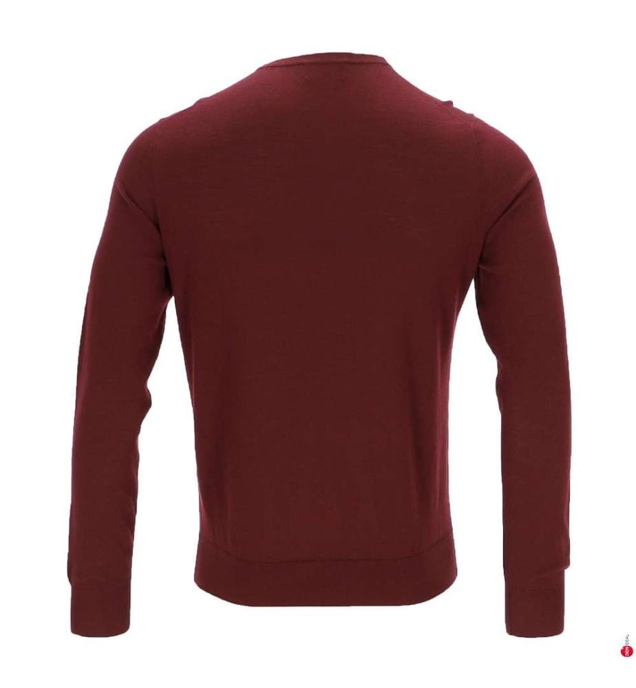Pull col rond en mérinos - Rouge bordeaux
