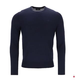 Pullover mit Rundhalsausschnitt aus Merinowolle – Marineblau