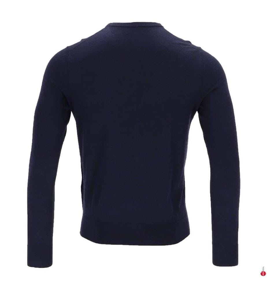 Pullover mit Rundhalsausschnitt aus Merinowolle – Marineblau