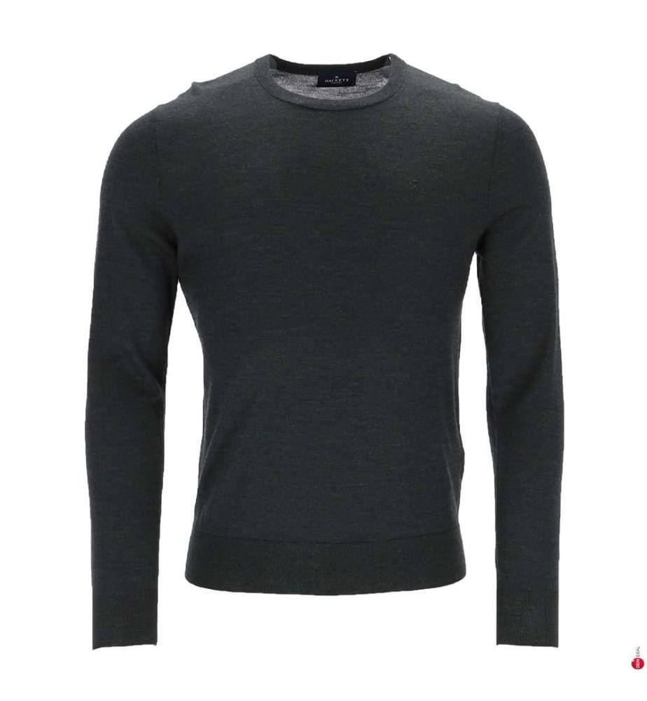 Pullover mit Rundhalsausschnitt aus Merinowolle – Jägergrün