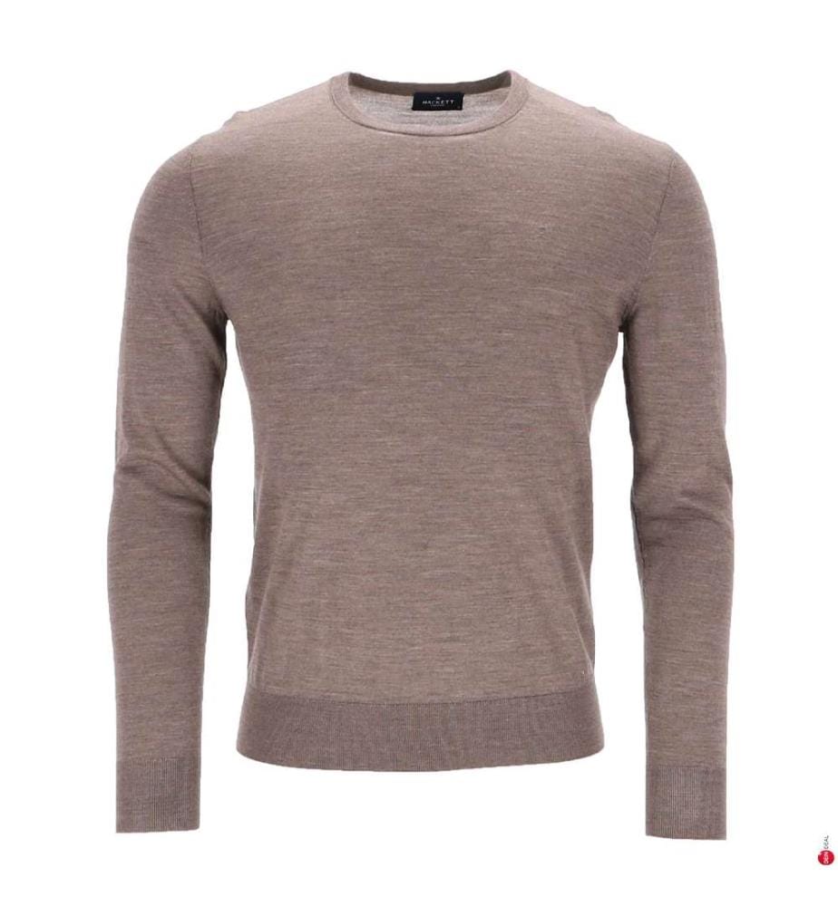 Pullover mit Rundhalsausschnitt aus Merinowolle – Malzbeige