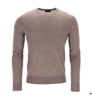 Pullover mit Rundhalsausschnitt aus Merinowolle – Malzbeige