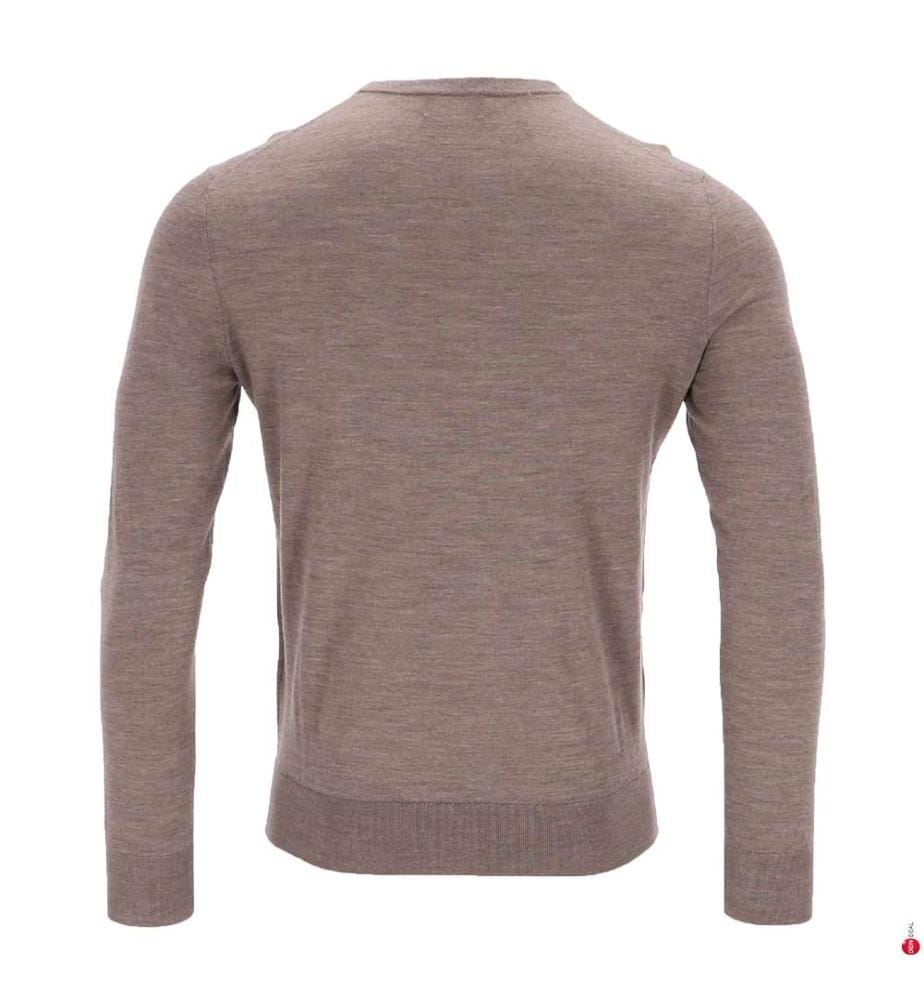 Pullover mit Rundhalsausschnitt aus Merinowolle – Malzbeige