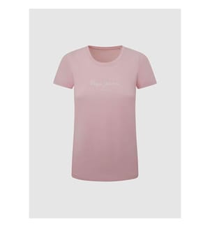 T-Shirt aus Lycra mit Logoaufdruck - Hellrosa